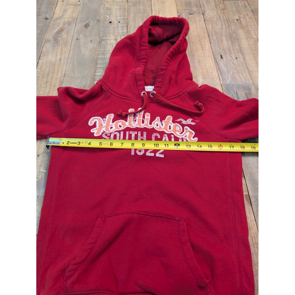 Vintage Hollister Hoodie Womens Medium Red Embroidered Spellout Logo Y2K Surf - Picture 3 of 5